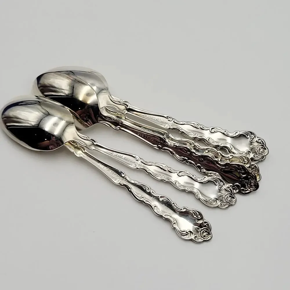ONEIDA Community Beethoven Teaspoon Silverplate Baroque Vtg Set 6